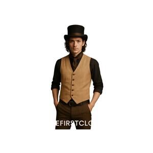 Unbranded Tan Button Front Vest Men’s Medium Neutral Classic Minimalist